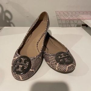 Tory Burch Reva Snake Print Flats Size 6